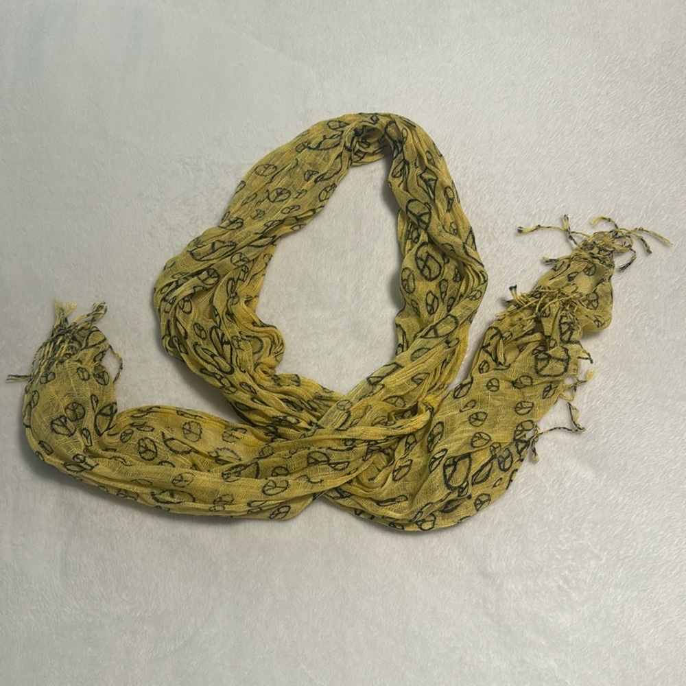 Yellow Peace Sign Scarf